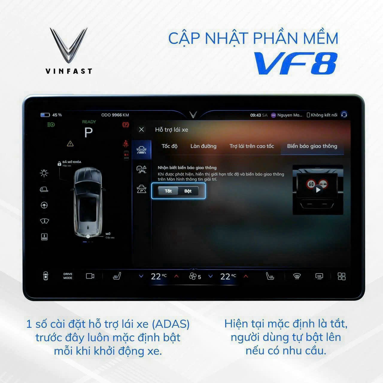 Phần mềm VinFast VF8 2023 phiên bản cập nhật mới nhất